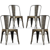 Buy X4 Bistrot Metalix Dining Chair Industrial Design in Shiny Steel square seat - New Edition Metallic bronze 60437 in the United Kingdom